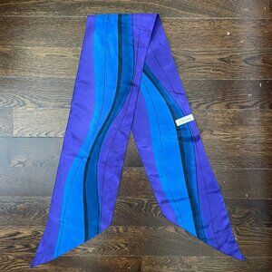 Denis Lejay Originals Hand Painted Blue/Purple Scarf 100% Silk-7”x56”